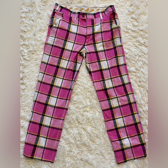 Loudmouth Golf Pants Pink Plaid Retro Preppy Grandpacore Outfit Men’s Medium - Picture 4 of 12